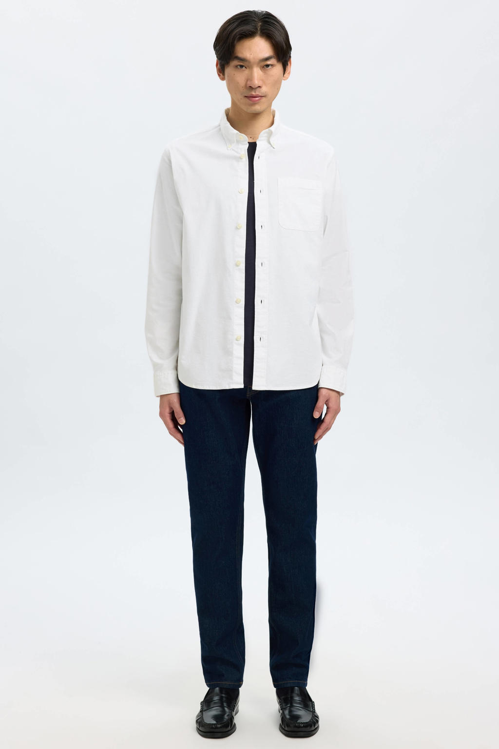 Selected regular fit overhemd SLHREGRICK-OX met katoen wit