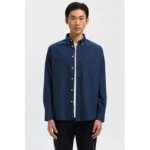 SELECTED HOMME regular fit overhemd SLHREGRICK-OX met katoen donkerblauw afbeelding