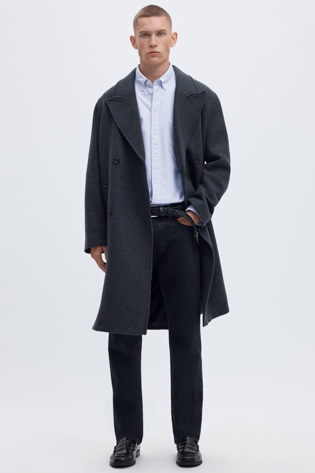 Selected gestreept regular fit overhemd SLHREGRICK-OX met katoen lichtblauw/wit