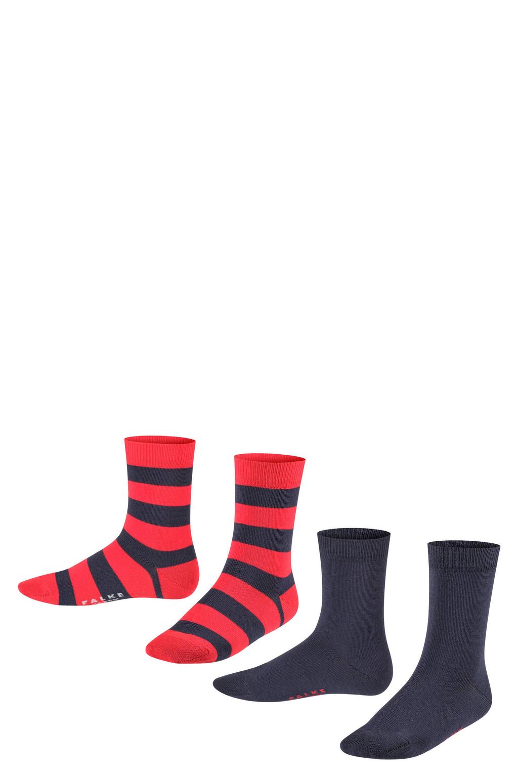 FALKE Happy Stripe sokken - rood/donkerblauw (set van 2) (set van 2)