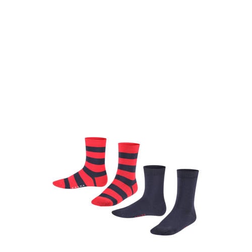 FALKE Happy Stripe sokken - set van 2 rood/donkerblauw (set van 2)