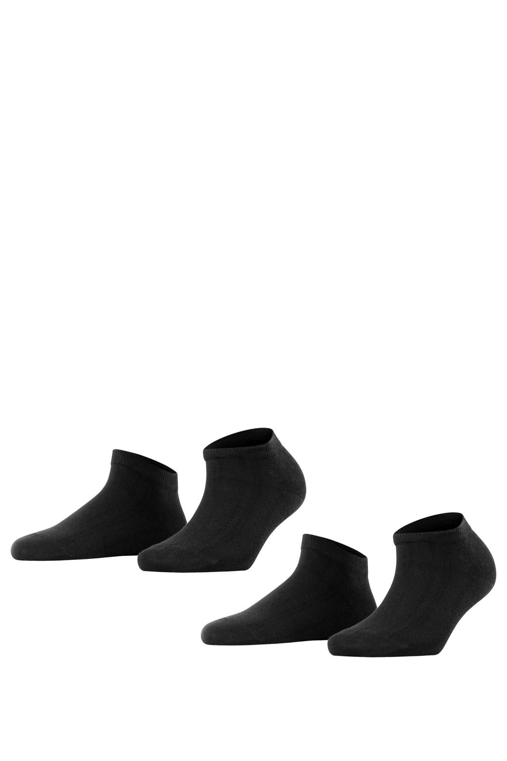 FALKE Happy DP sneakersokken - zwart (set van 2)