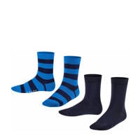 FALKE Happy Stripe sokken - set van 2 zwart/blauw