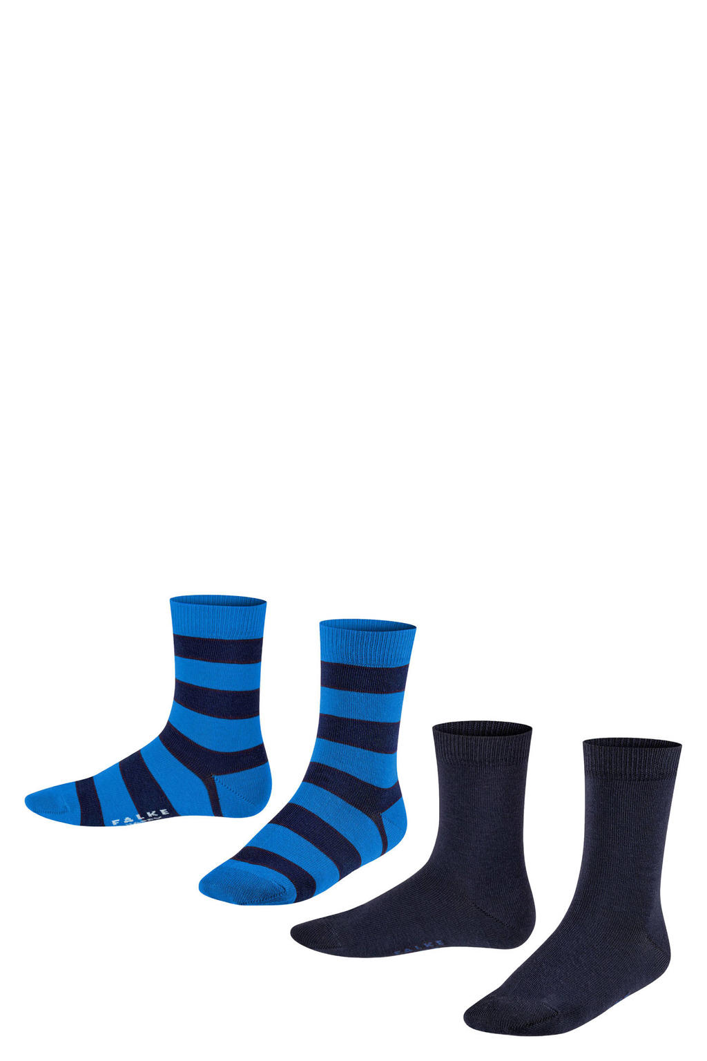 FALKE Happy Stripe sokken - zwart/blauw (set van 2)