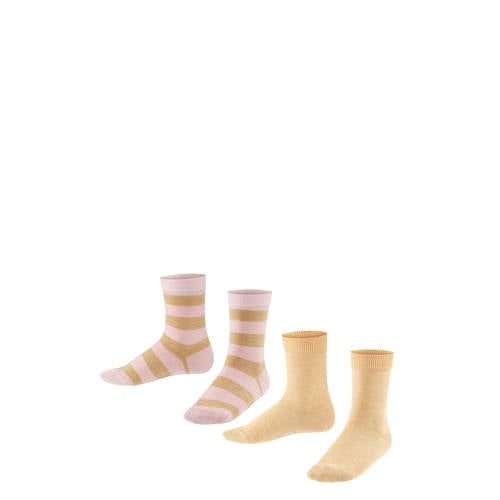 FALKE Happy Stripe sokken - set van 2 lichtroze/beige afbeelding