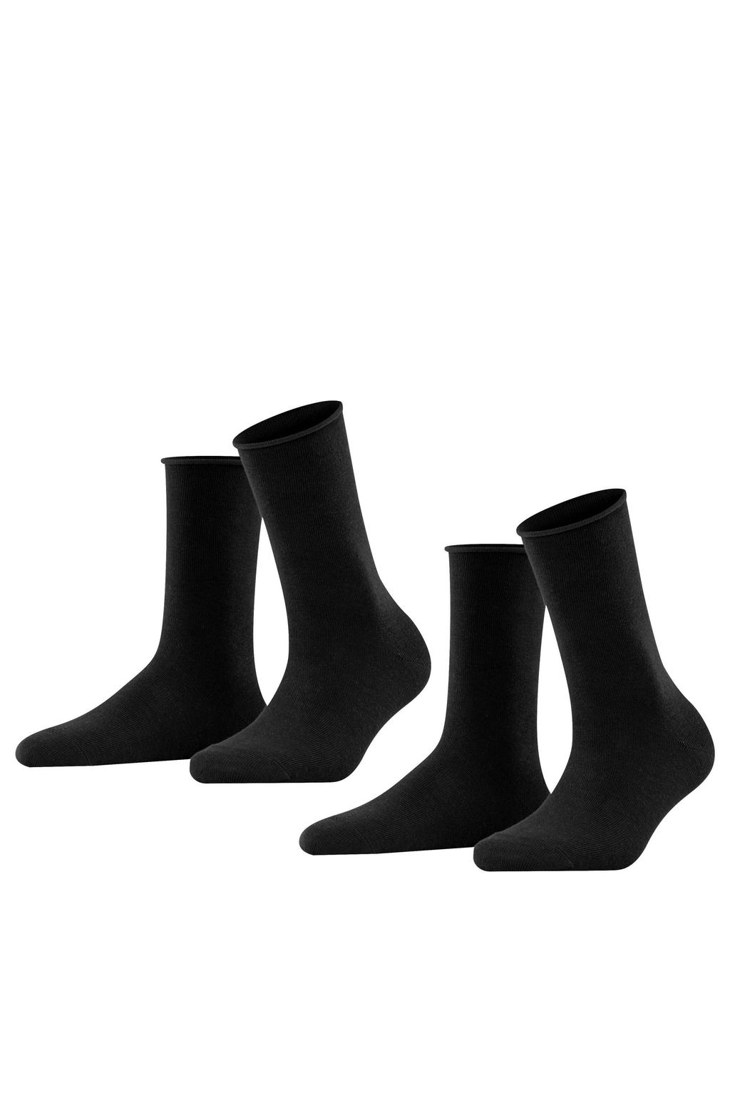 FALKE Happy sokken - zwart (set van 2)