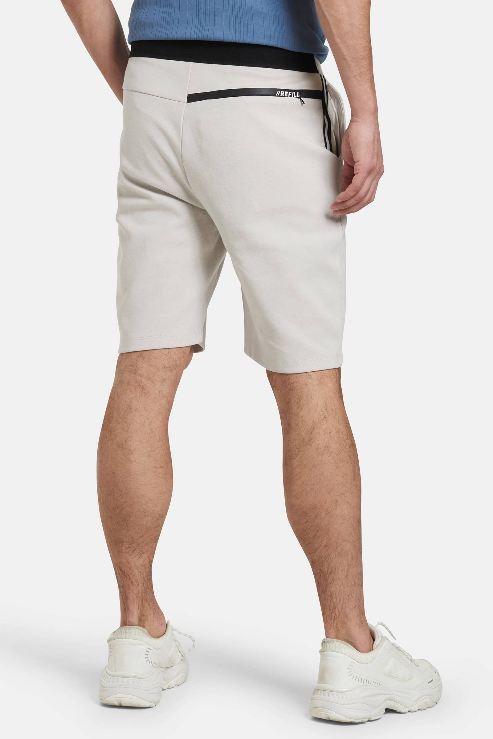 Shoeby Refill slim fit sweatshort Harm met tekst stonewhite | wehkamp