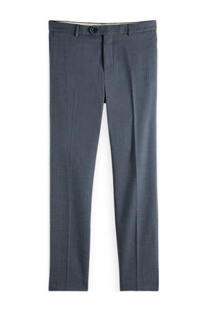 gestreepte slim fit pantalon van gerecycled polyester grijs blauw