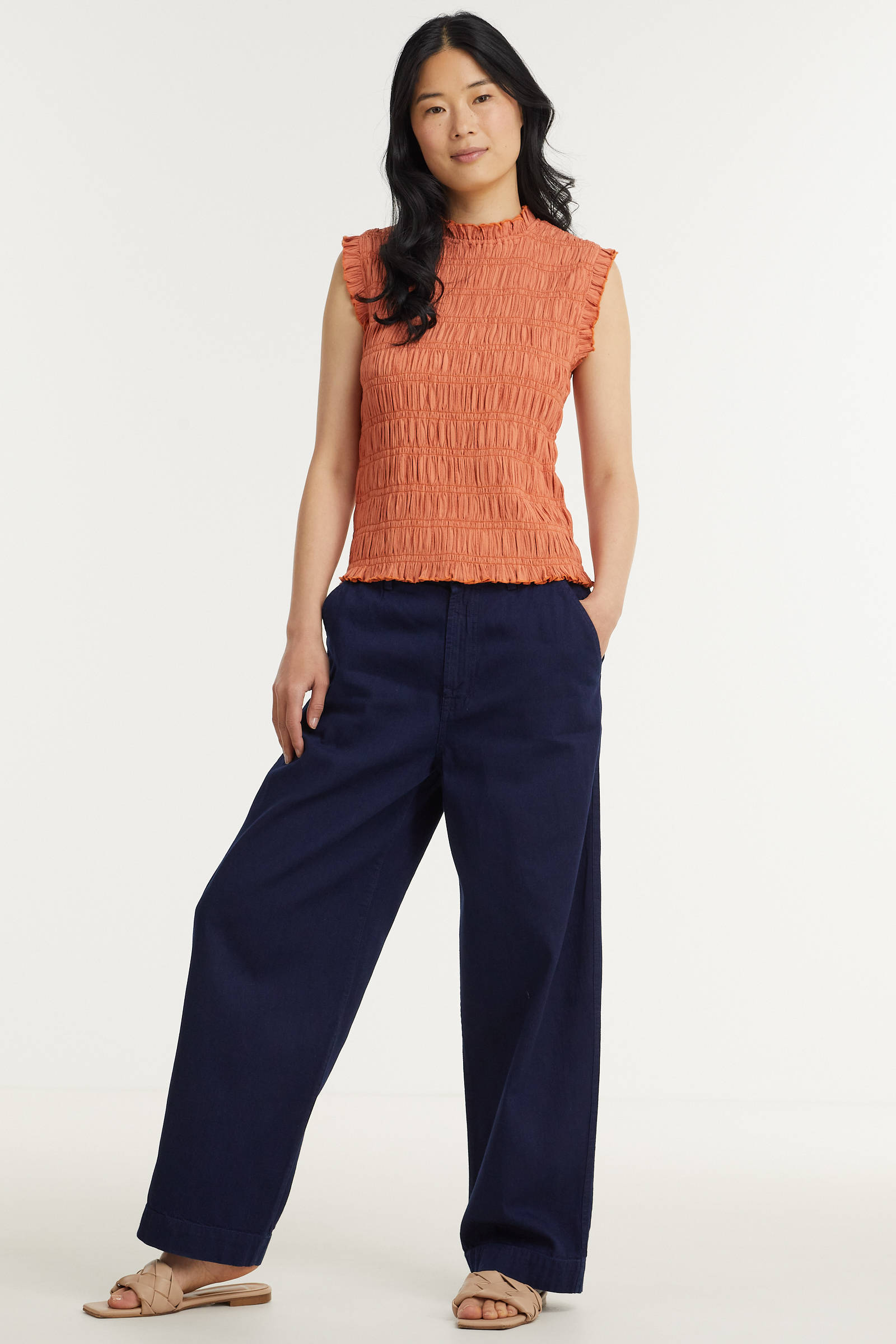 Kings of Indigo high waist mom broek LEILA van biologisch katoen dark indigo  | wehkamp