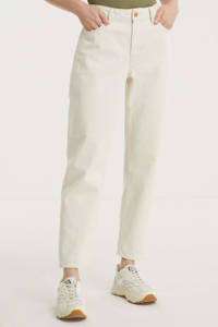 Ecru dames Kings of Indigo high waist straight fit jeans van biologisch katoen 7201 met rits- en drukknoopsluiting