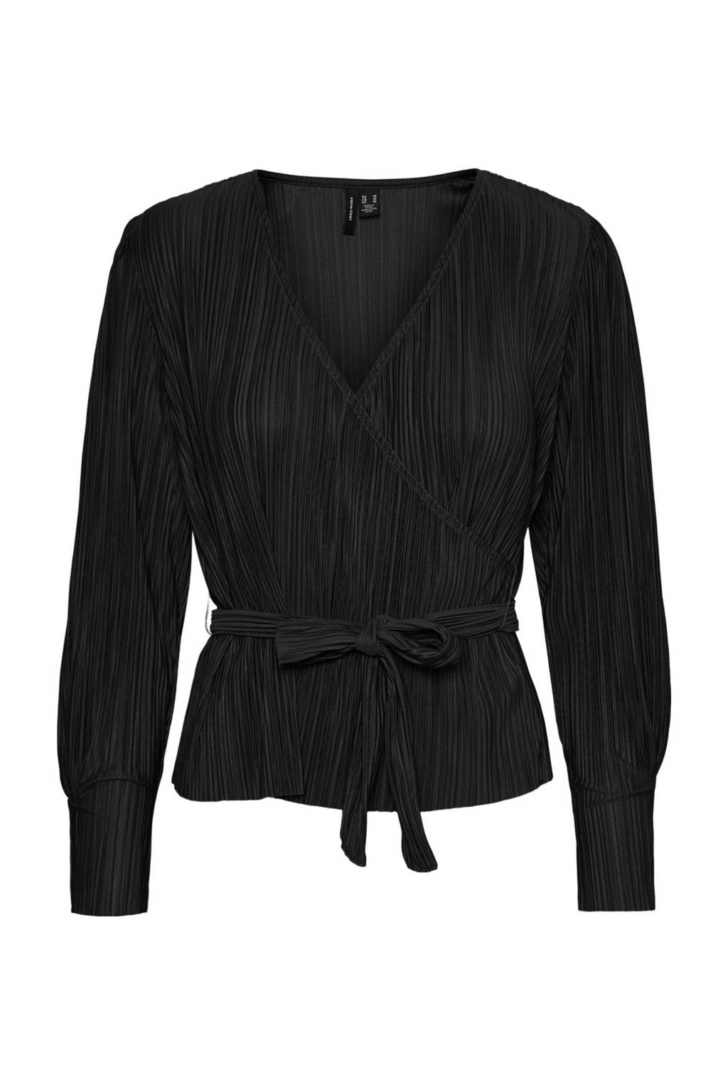 VERO MODA top met ceintuur zwart, Zwart