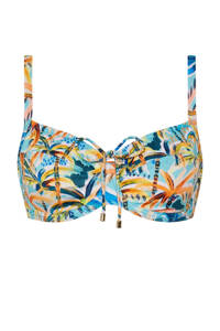 Cyell beugel bikinitop Under the Palms met all over print blauw/geel/oranje, Blauw/geel/oranje