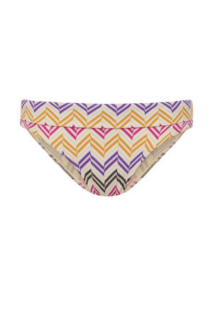 bikinibroekje met all print ivoor/bruin/paars