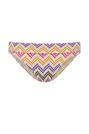 bikinibroekje met all print ivoor/bruin/paars