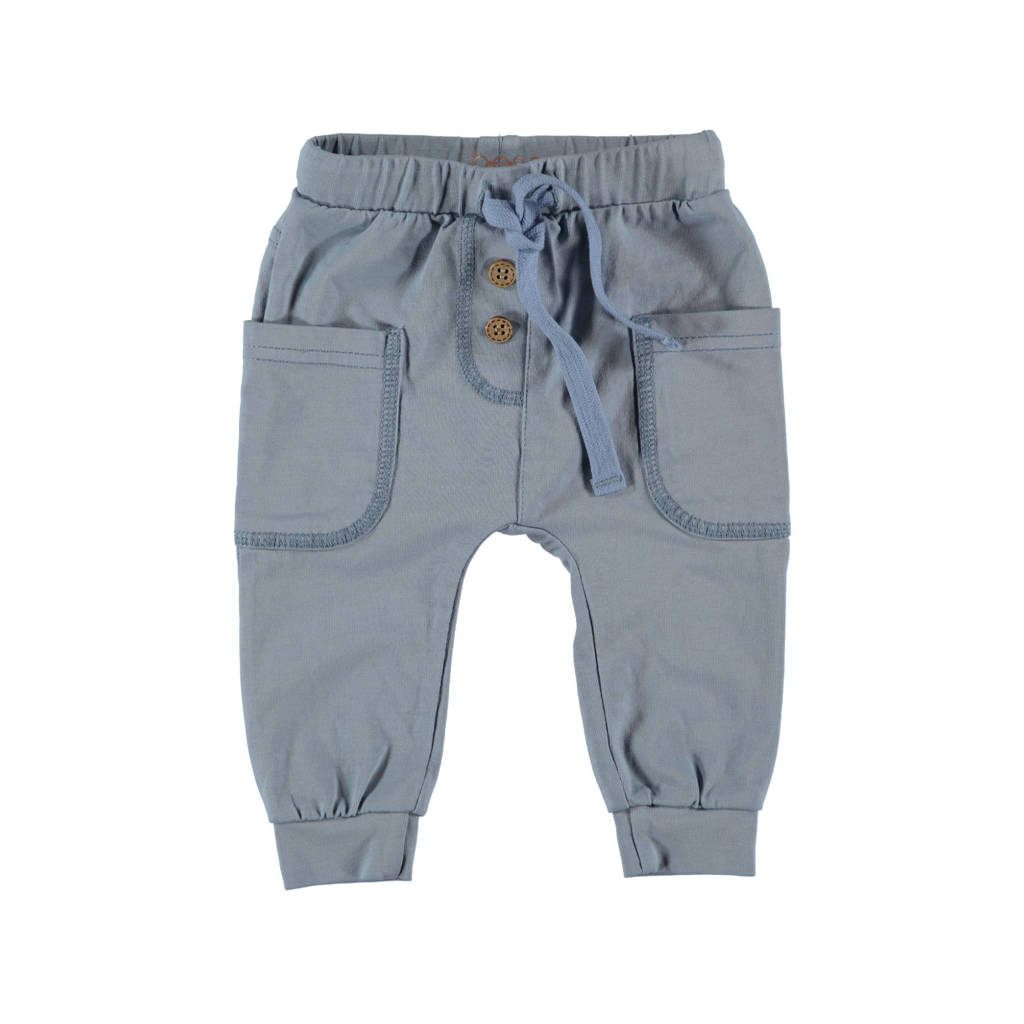 Lichtblauwe jongens B.E.S.S baby regular fit broek van sweat materiaal met elastische tailleband