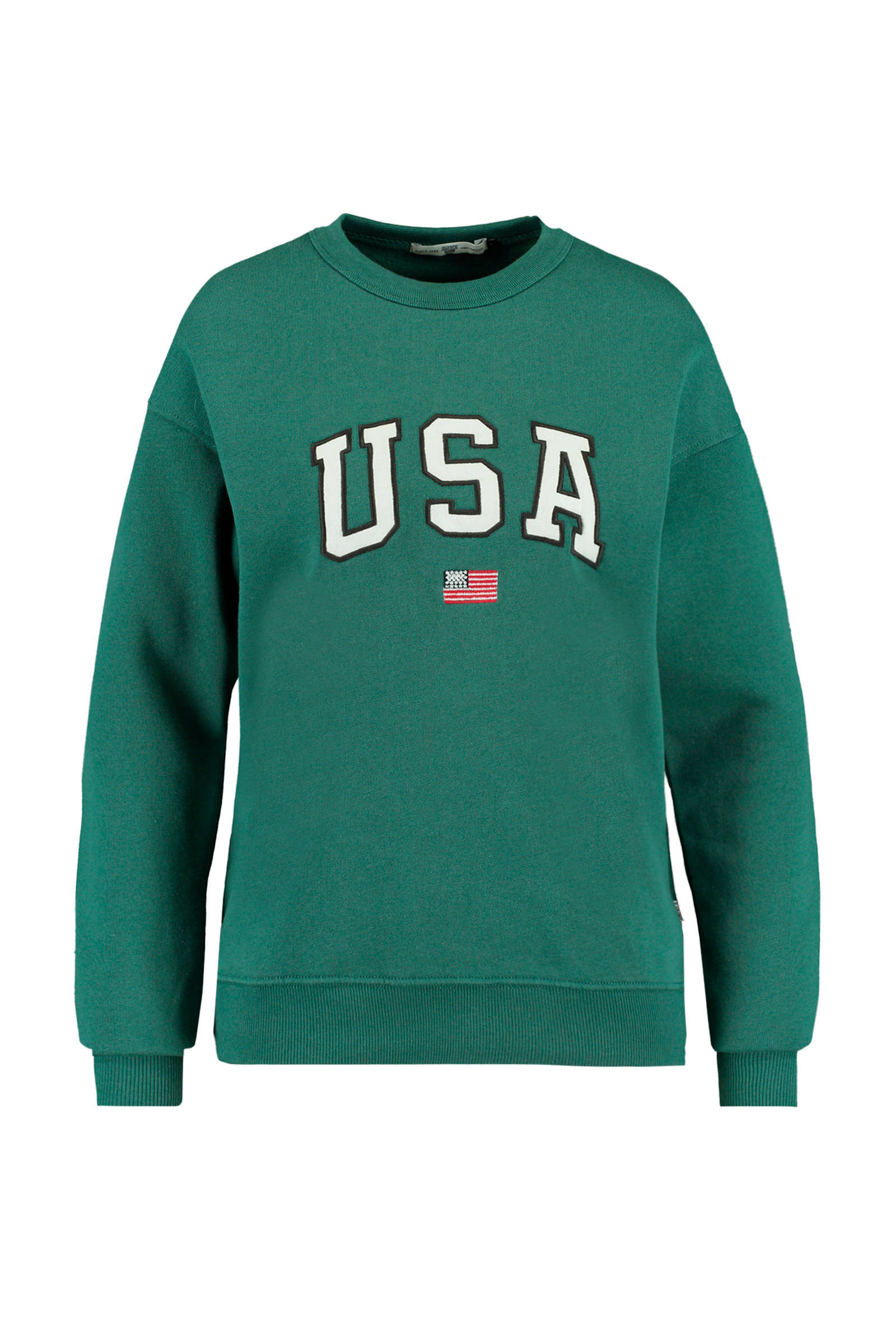 America Today sweater Sue met tekst bottle green | wehkamp America Today sweater met tekst zwartwit | wehkamp