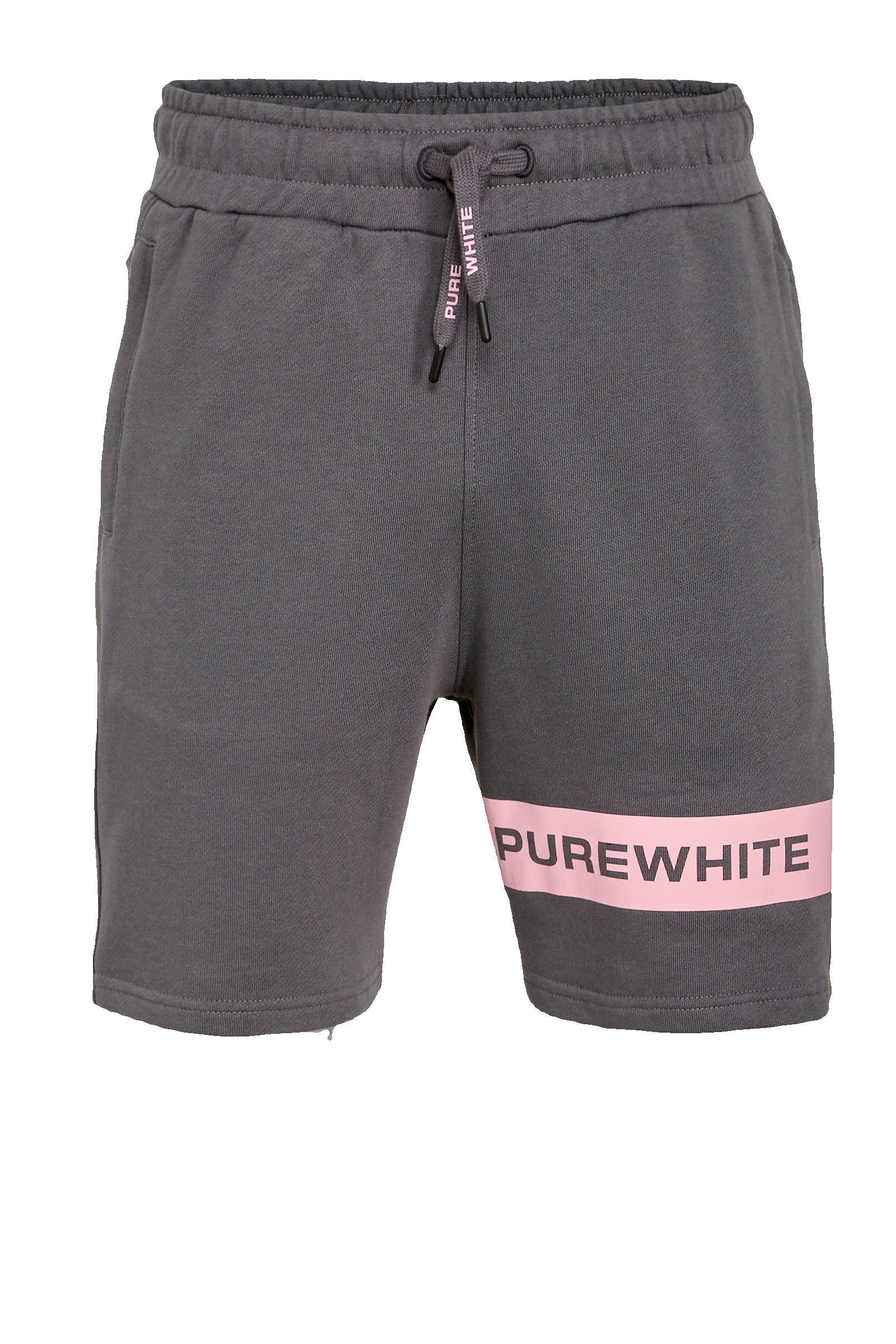 Purewhite regular fit sweatshort met logo grijs | wehkamp