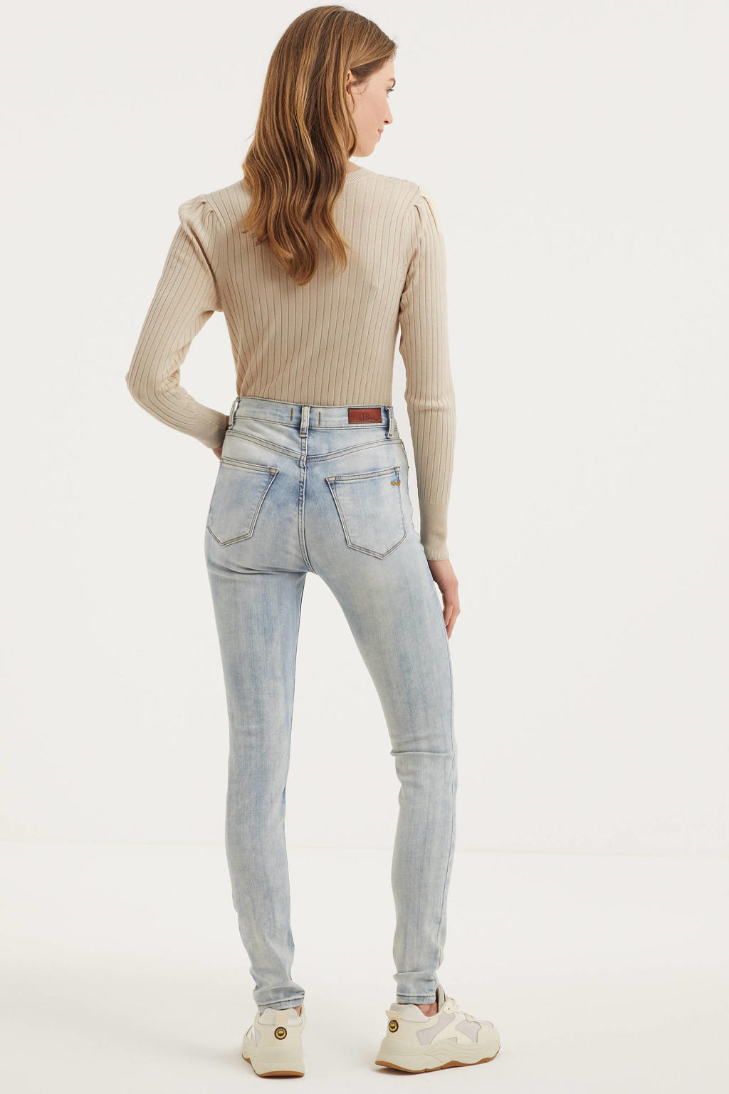 Lichtblauwe dames LTB skinny jeans Amy van stretchdenim met regular waist en rits- en knoopsluiting