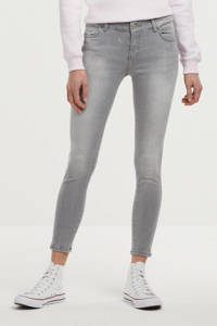 Grijze dames LTB cropped skinny jeans Lonia van stretchdenim met regular waist en rits- en knoopsluiting