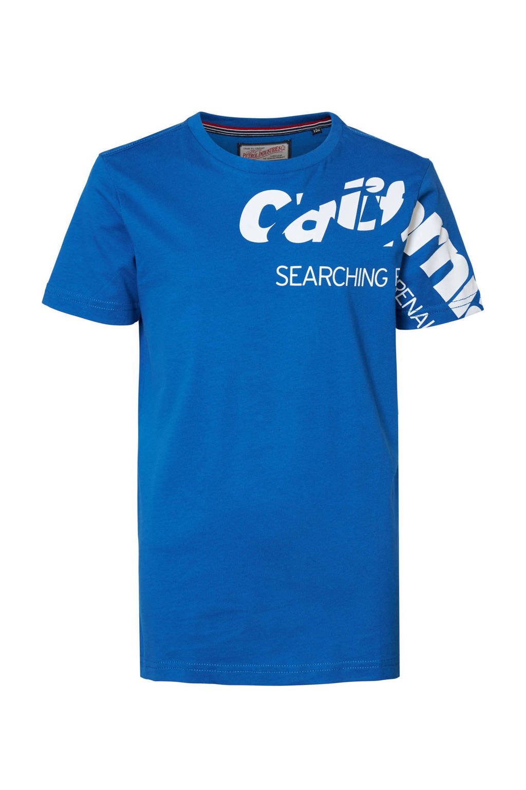 Petrol Industries T-shirt met printopdruk blauw/wit, Blauw/wit