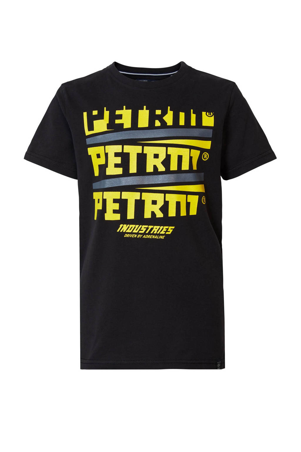 Petrol Industries T-shirt met printopdruk zwart/geel, Zwart/geel