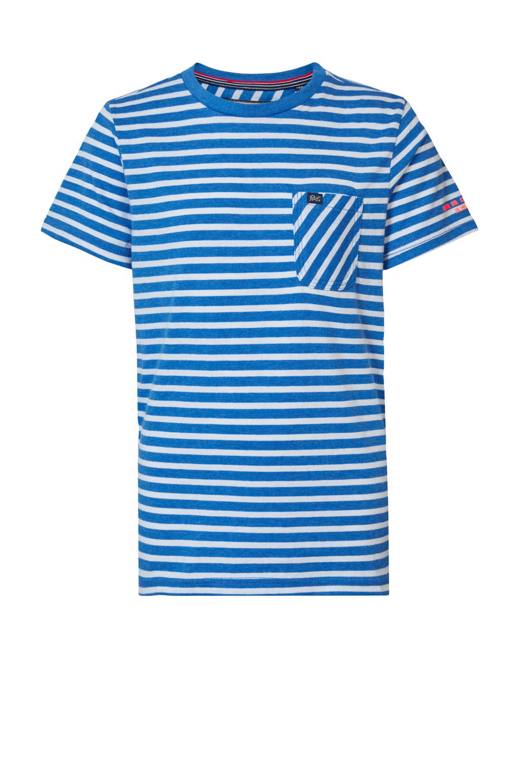 Petrol Industries gestreept T-shirt blauw/wit, Blauw/wit