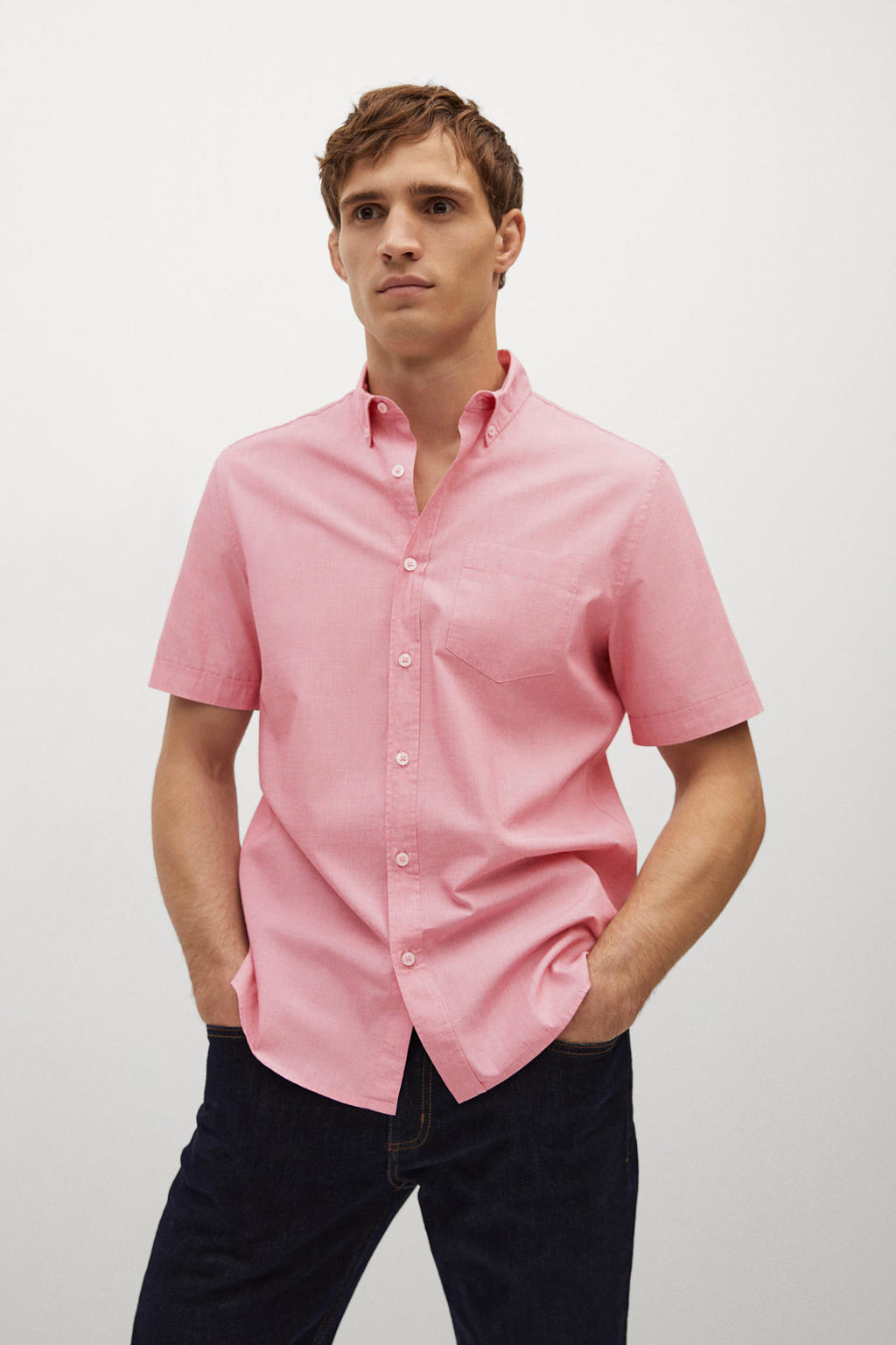 Mango Man regular fit overhemd roze wehkamp