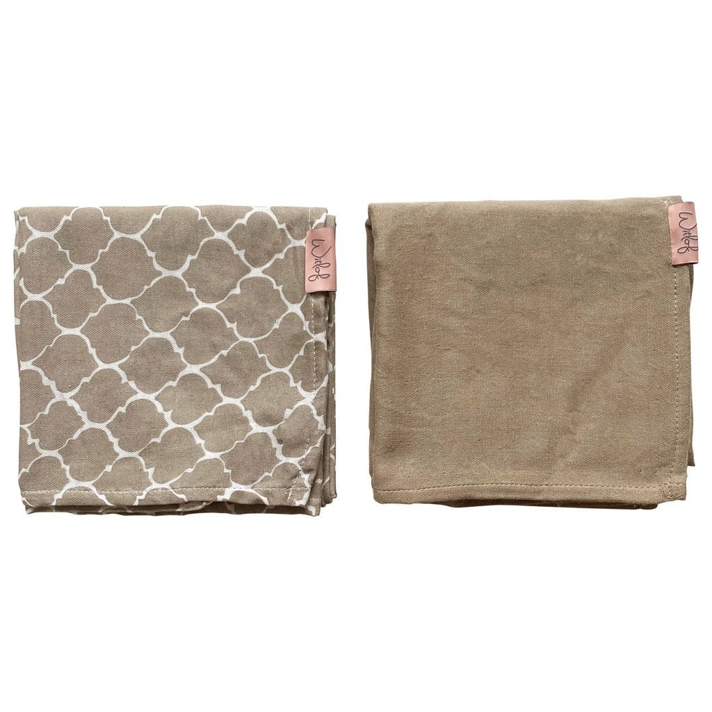 Witlof for kids swaddle/hydrofiele doek Once upon a dream - set van 2 80x80 cm zand, Beige