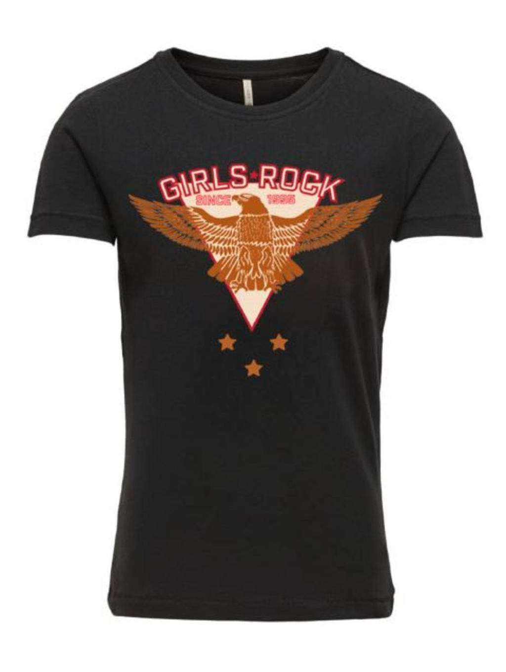 KIDS ONLY T-shirt Veronica van biologisch katoen zwart/bruin, Zwart/bruin