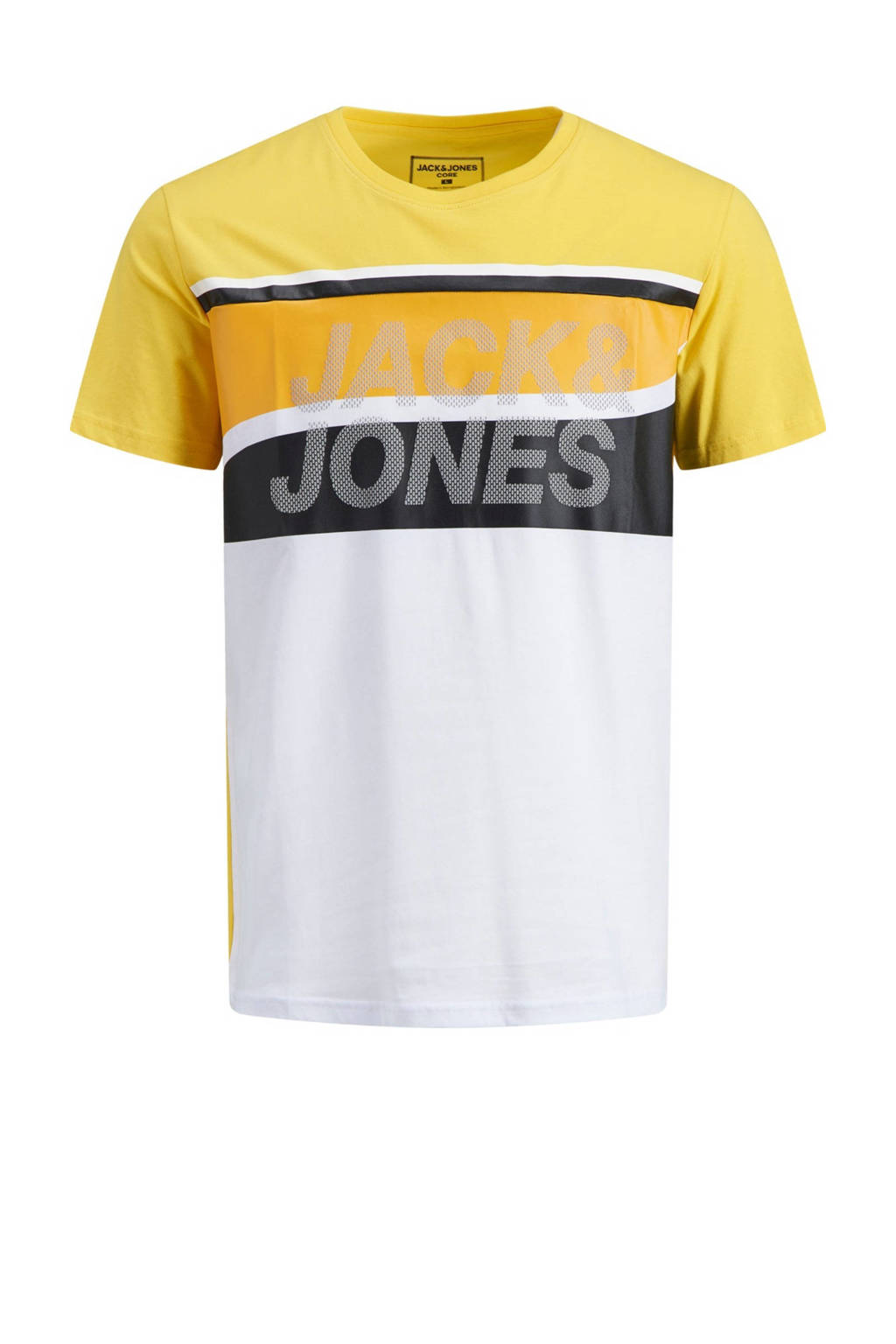 JACK & JONES JUNIOR T-shirt Resist met logo geel/wit/zwart, Geel/wit/zwart