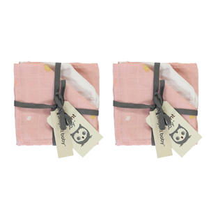 Sunny hydrofiel monddoekje - set van 2 x 3 roze/wit