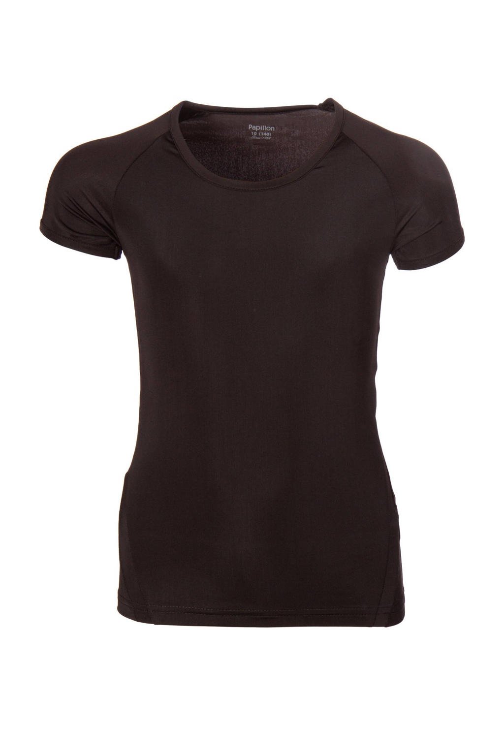 Zwarte meisjes Papillon sport T-shirt van polyester met korte mouwen en ronde hals