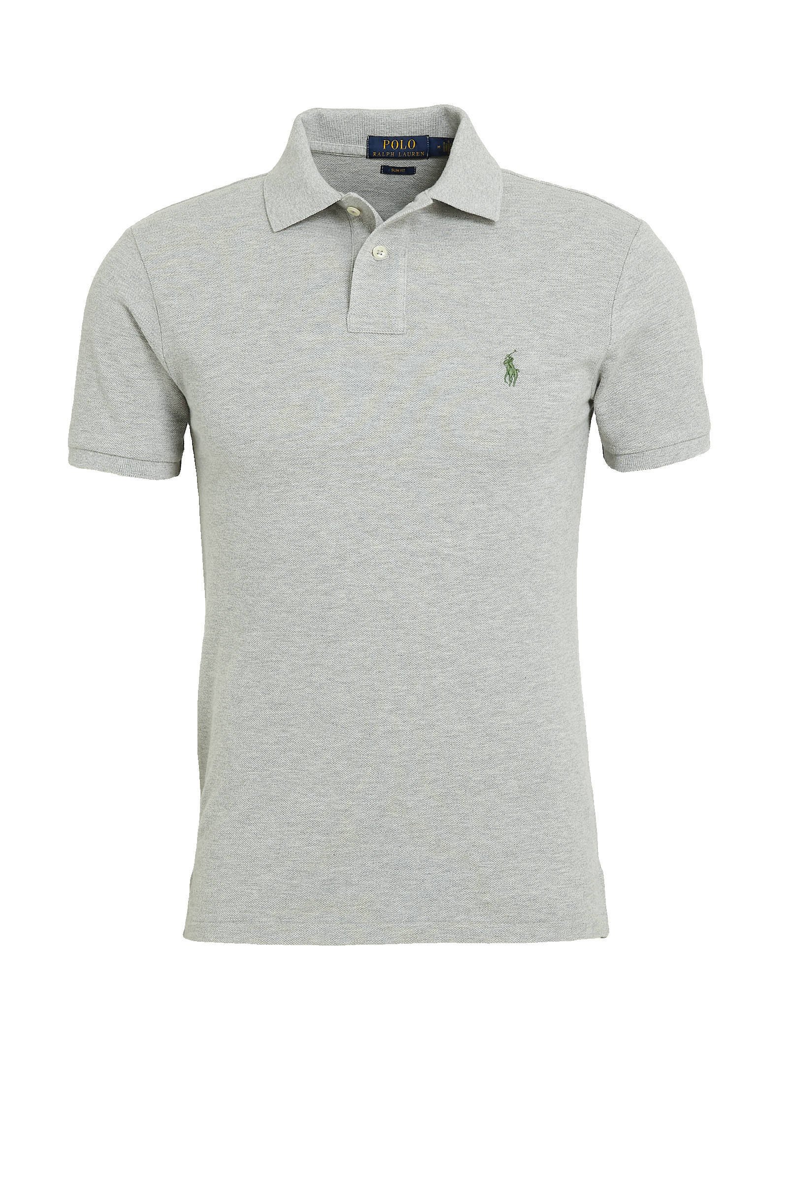 POLO Ralph Lauren gemêleerde slim fit polo grijs melange online kopen