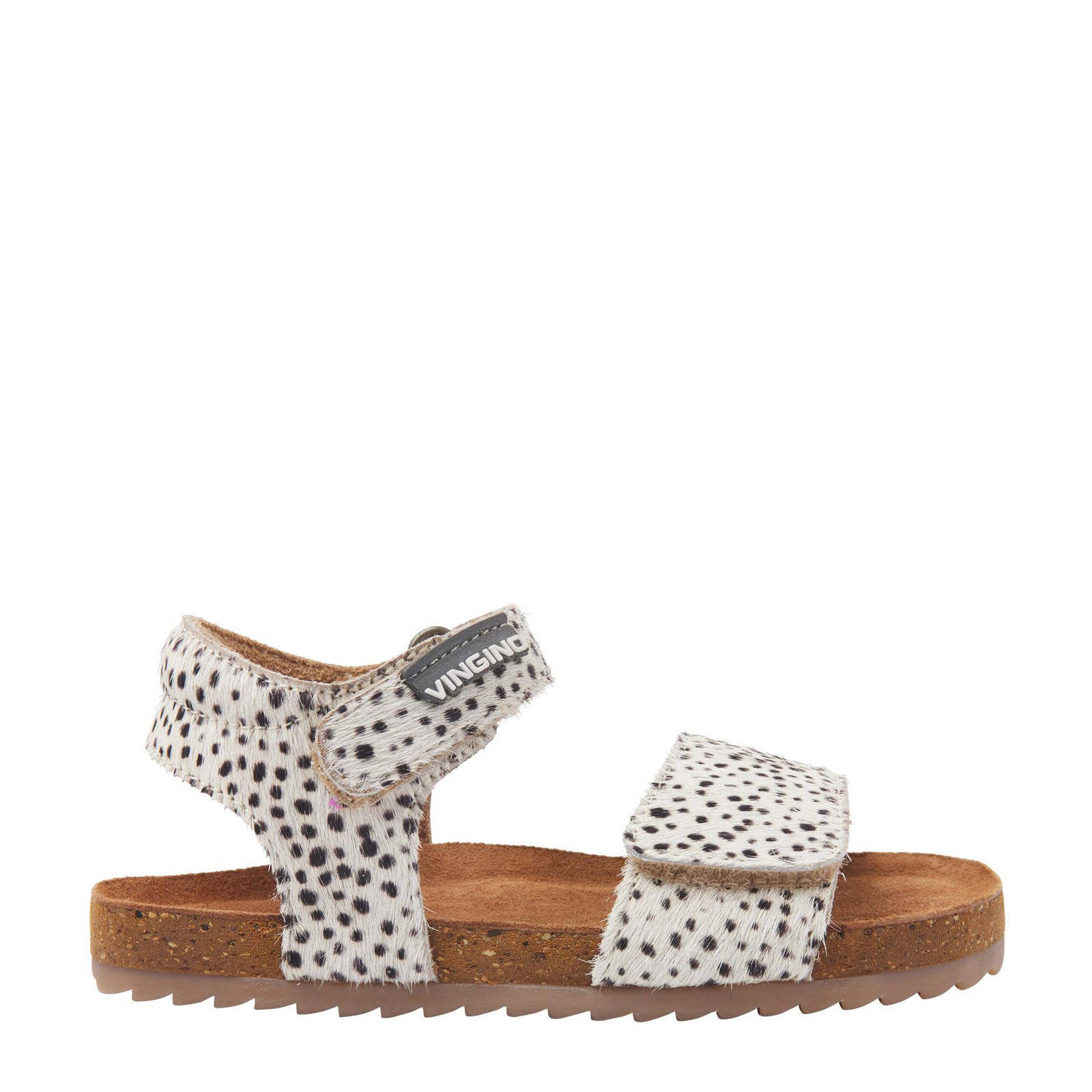 Vingino Tavi leren sandalen met dierenprint wit | wehkamp