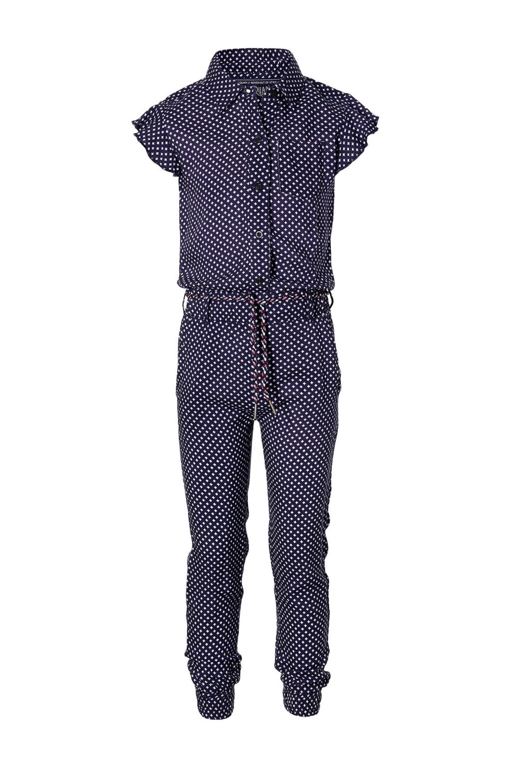 Quapi Girls jumpsuit Francky met stippen donkerblauw/wit