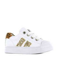 Shoesme SH21S021-A  leren sneakers met glitters wit/goud