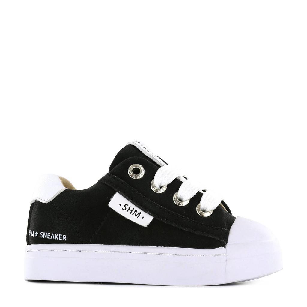 Zwarte jongens en meisjes Shoesme SH21S001-J leren sneakers van leer/voering: leer met rits- en vetersluiting en effen
