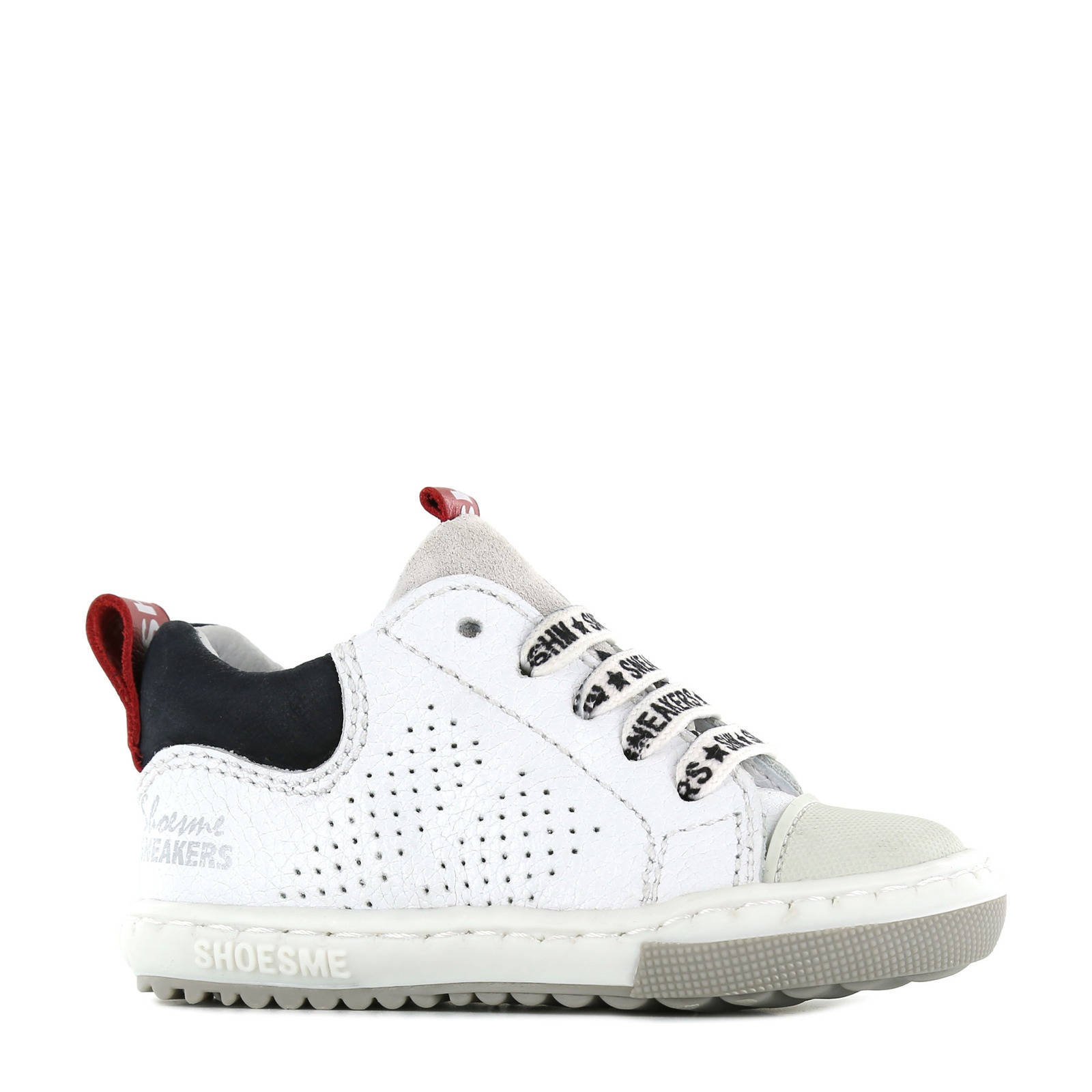 Shoesme EF21S012-B leren sneakers wit/zwart online kopen