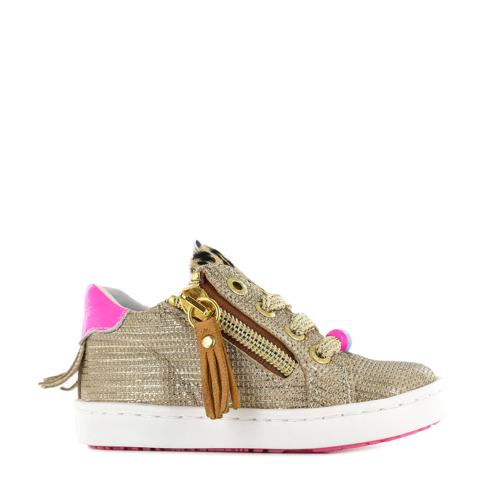 Shoesme UR21S051-B leren sneakers goud/roze | wehkamp