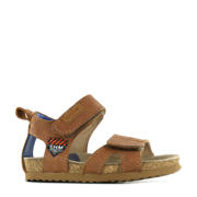 thumbnail: Cognackleurige jongens Shoesme BI21S096-A leren sandalen met klittenband en effen