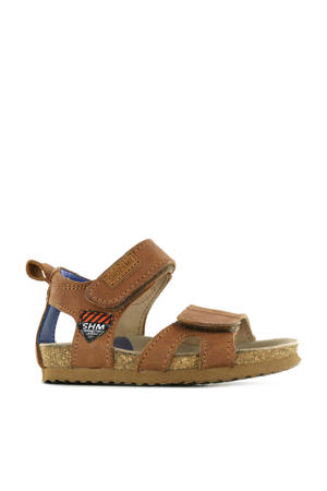 BI21S096-A  leren sandalen cognac