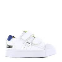 Wit en blauwe jongens Shoesme SH21S015-C leren sneakers met klittenband