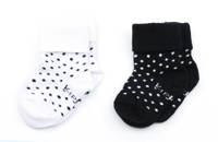 KipKep blijf-sokken 0-12 maanden - set van 2 stip wit/zwart, Wit/zwart