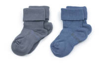 KipKep bio-katoen blijf-sokken 0-12 maanden - set van 2 Denim Blue, denim blue/grijs