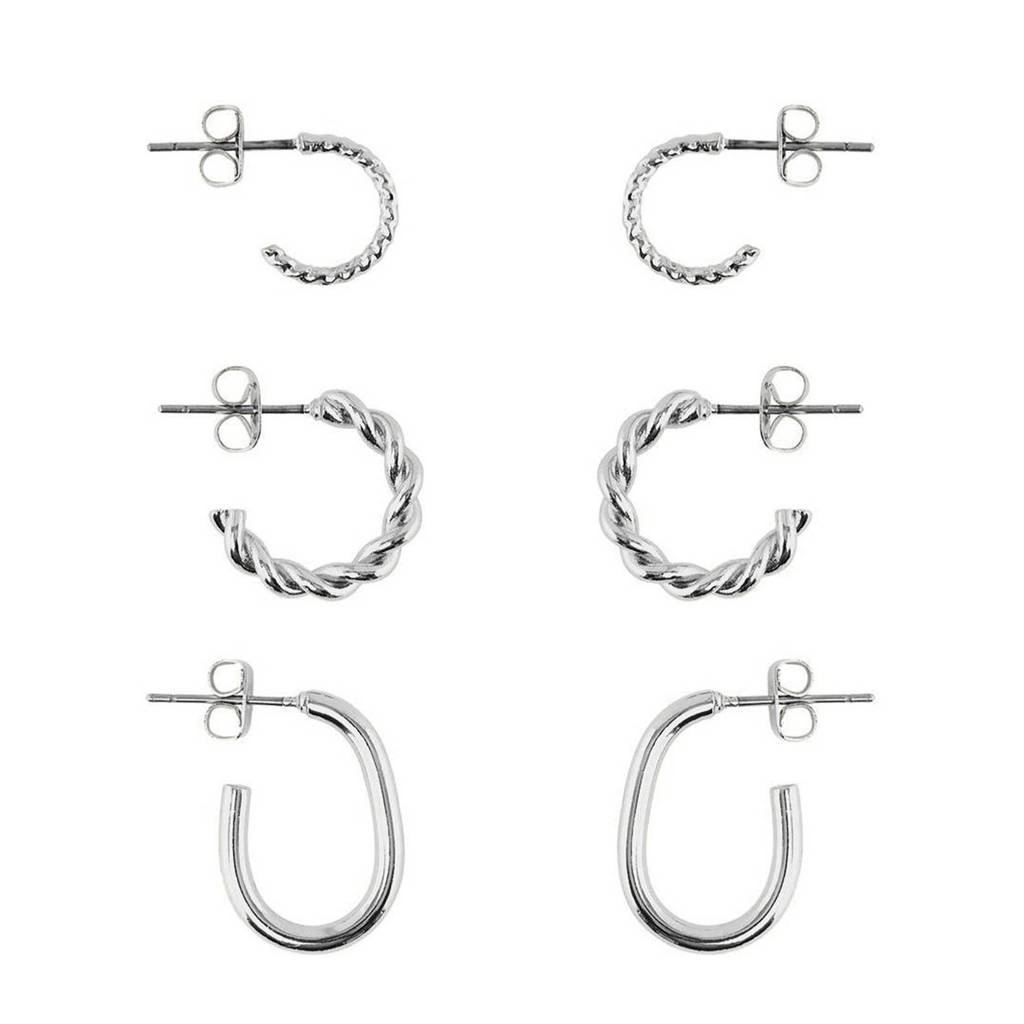 PIECES oorringen - set van 3 zilverkleurig, Zilverkleurig