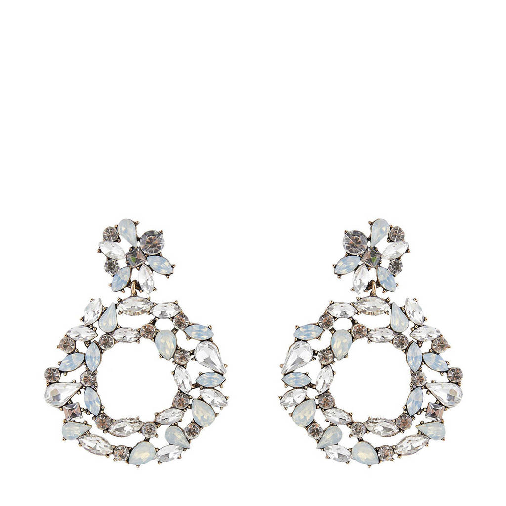 PIECES oorbellen met kristallen, Goudkleurig