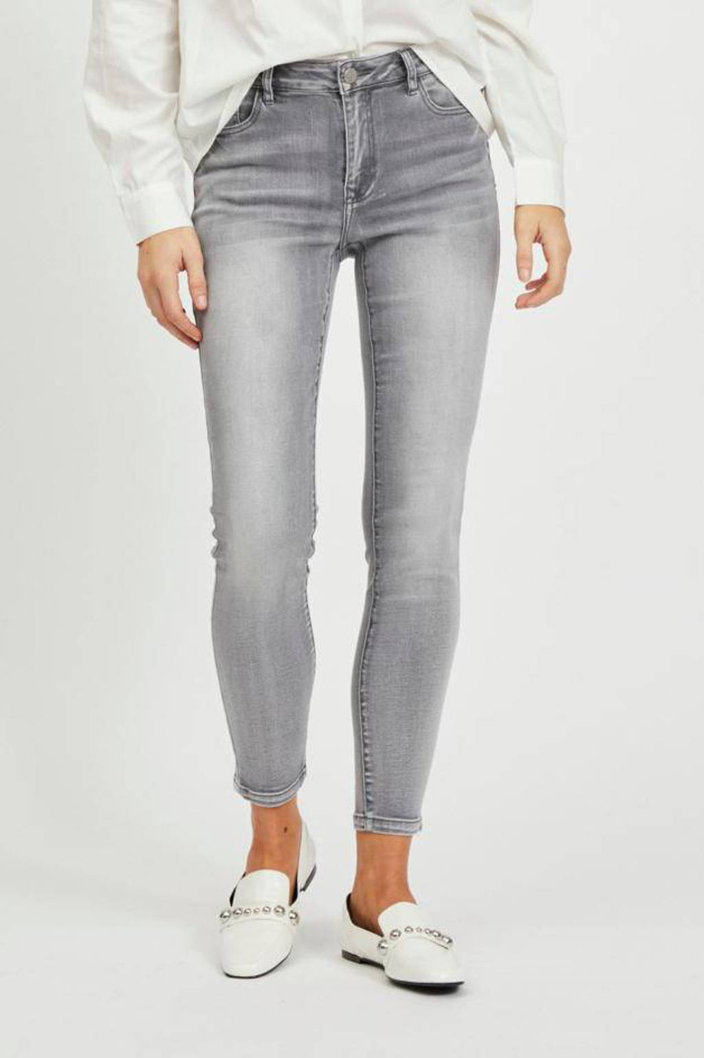 het beleid Klein Slepen VILA cropped skinny jeans VIEKKO light grey denim | wehkamp