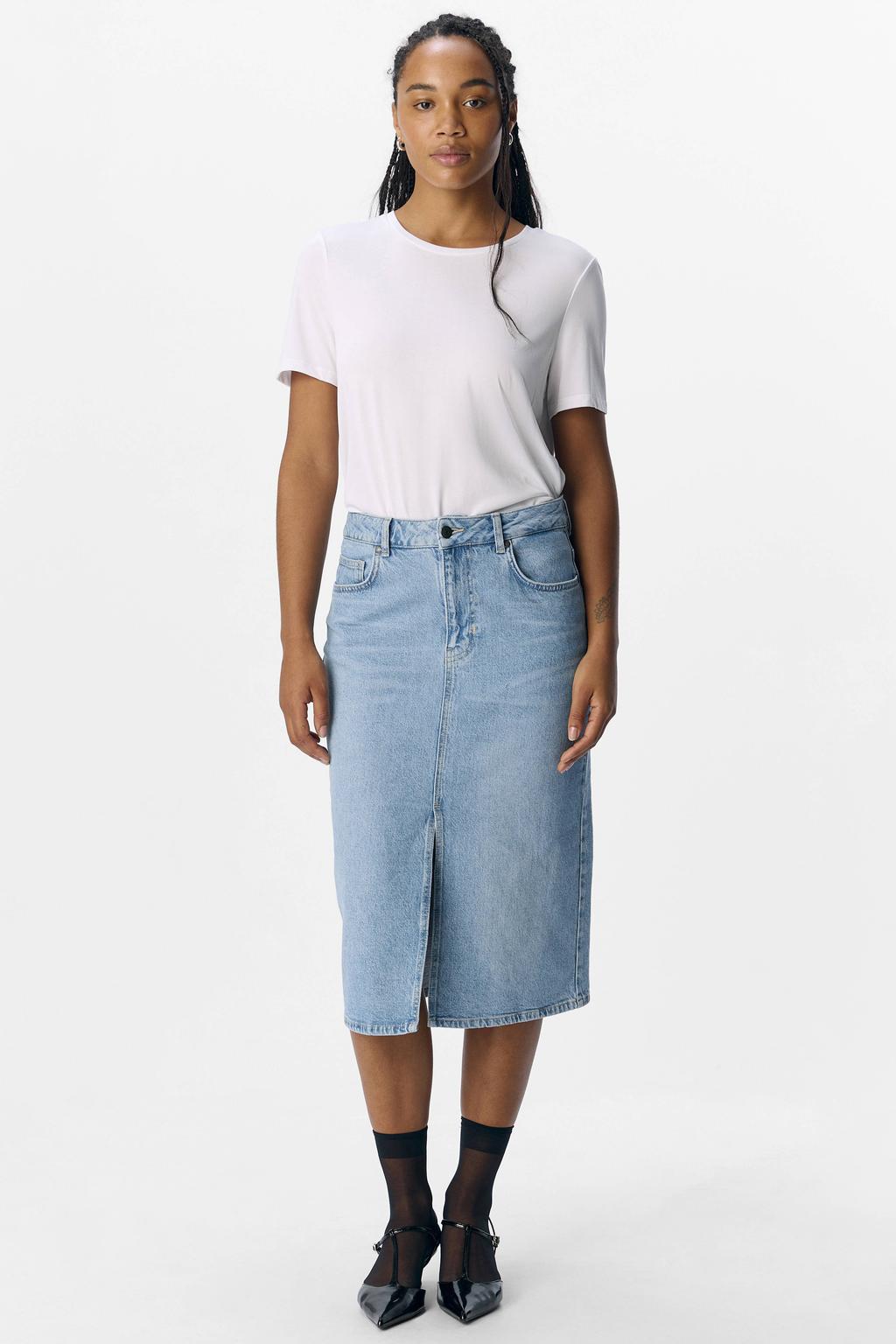 OBJECT T-shirt OBJANNIE met modal wit
