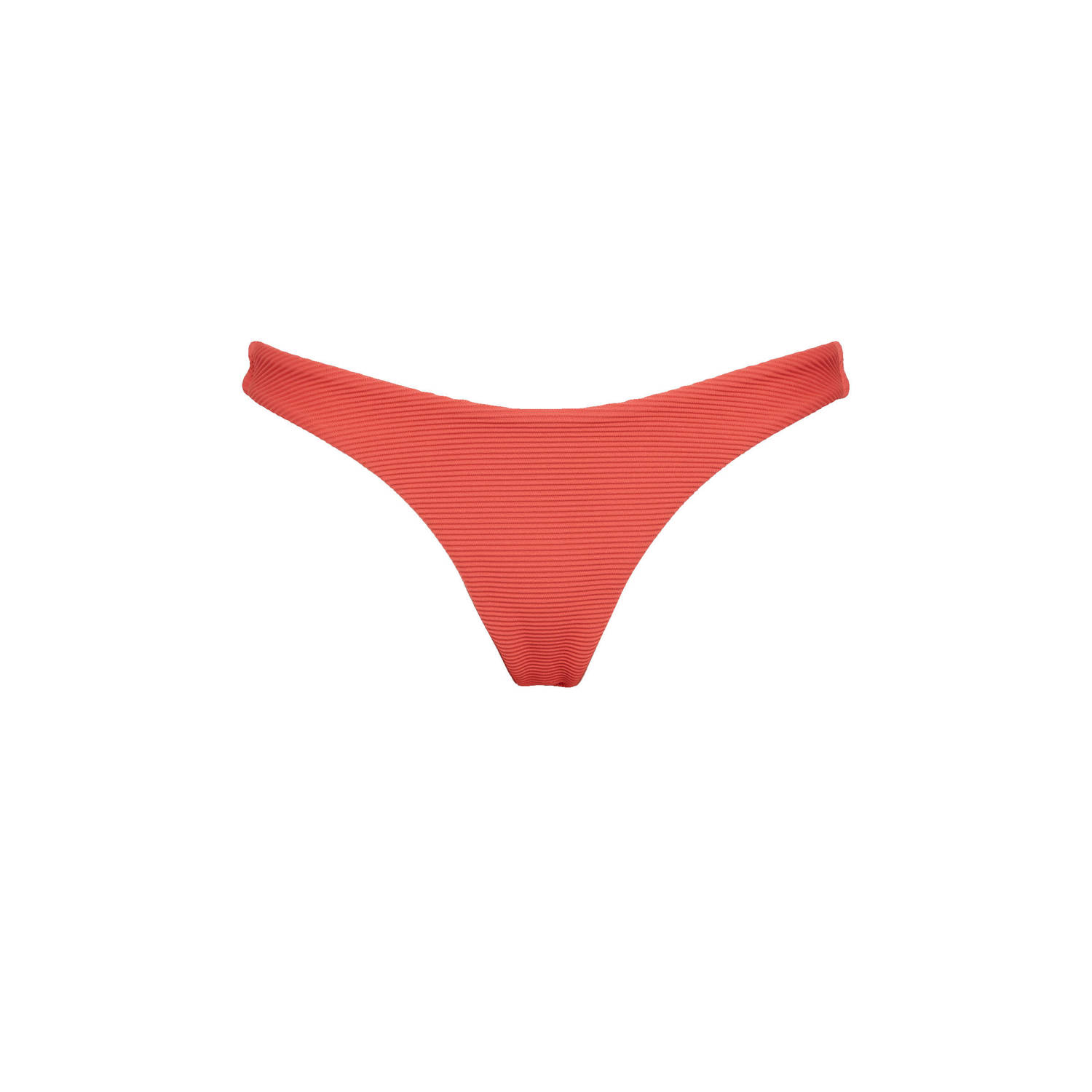 Seafolly high leg bikinibroekje met ribstructuur koraalrood