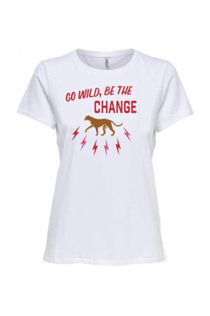 T-shirt KONBETTIE van biologisch katoen wit/rood